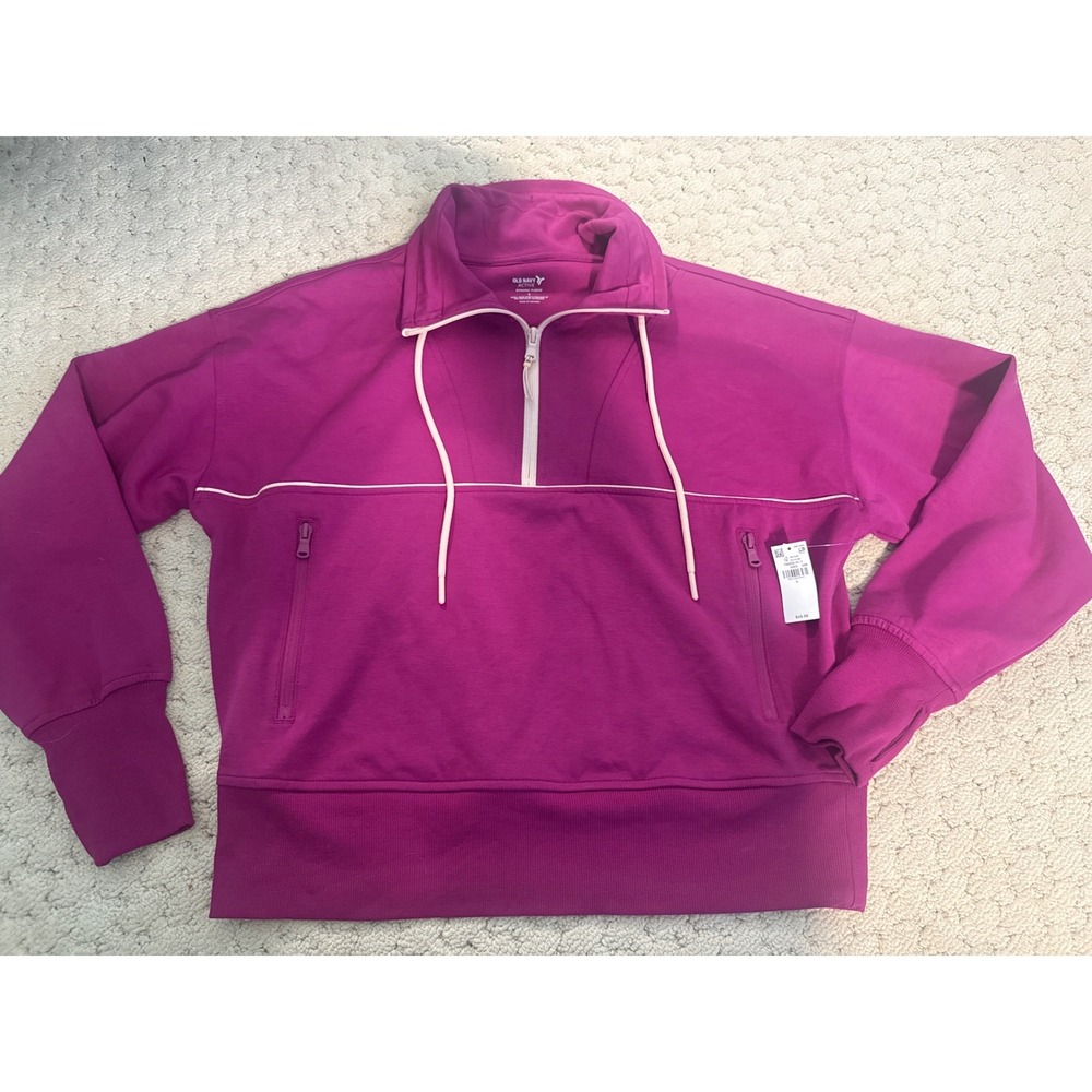 Old Navy Active Dynamic Fleece Half Zip Magenta Purple Sweatshirt Womens Large